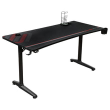 Load image into Gallery viewer, Tarnov Rectangular Metal Gaming Desk with USB Ports Black image
