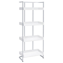 Load image into Gallery viewer, Ember 4-shelf Bookcase White High Gloss and Chrome image
