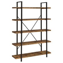Load image into Gallery viewer, Cole 5-Shelf Bookcase Antique Nutmeg and Black image
