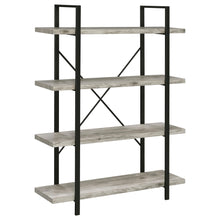 Load image into Gallery viewer, Cole 4-Shelf Bookcase Grey Driftwood and Gunmetal image
