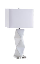 Load image into Gallery viewer, Camie Geometric Ceramic Base Table Lamp White image
