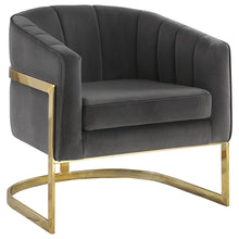 Load image into Gallery viewer, Joey Tufted Barrel Accent Chair Dark Grey and Gold image
