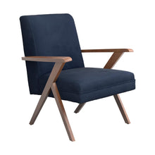 Load image into Gallery viewer, Cheryl Wooden Arms Accent Chair Dark Blue and Walnut image
