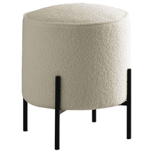 Load image into Gallery viewer, Basye Round Upholstered Ottoman Beige and Matte Black image

