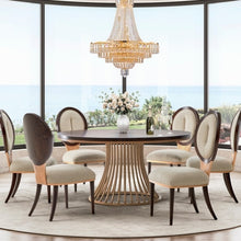 Load image into Gallery viewer, AICO Furniture Camellia Field Round Dining Table in Warm Pecan
