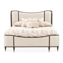 Load image into Gallery viewer, AICO Furniture Camellia Field King Upholstered Panel Bed in Warm Pecan
