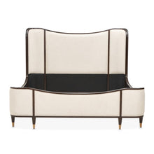 Load image into Gallery viewer, AICO Furniture Camellia Field King Upholstered Panel Bed in Warm Pecan
