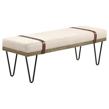 Load image into Gallery viewer, Austin Upholstered Bench Beige and Black image
