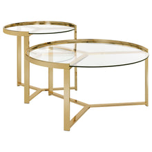Load image into Gallery viewer, Delia 2-piece Round Nesting Table Clear and Gold image
