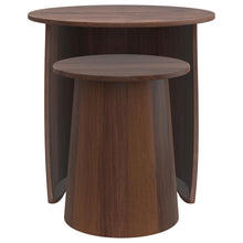 Load image into Gallery viewer, Yency 2-piece Round Mango Wood Nesting Table Set Dark Brown
