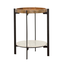 Load image into Gallery viewer, Adhvik Round Accent Table with Marble Shelf Natural and Black image
