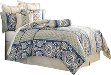 Load image into Gallery viewer, AICO Provence 9-pc Queen Duvet Set in Cadet image
