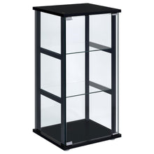 Load image into Gallery viewer, Cyclamen 3-shelf Glass Curio Cabinet Black and Clear image
