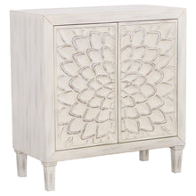 Load image into Gallery viewer, Clarkia Accent Cabinet with Floral Carved Door White
