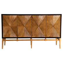 Load image into Gallery viewer, Zira Sunburst 4-door Accent Cabinet Brown and Antique Gold
