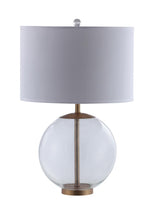 Load image into Gallery viewer, Kenny Drum Shade Table Lamp with Glass Base White image
