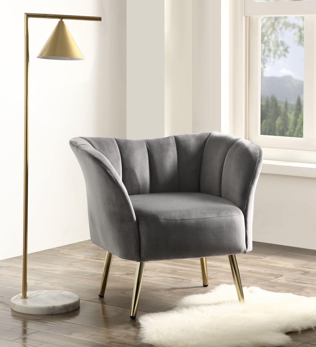 Reese Gray Velvet & Gold Accent Chair image