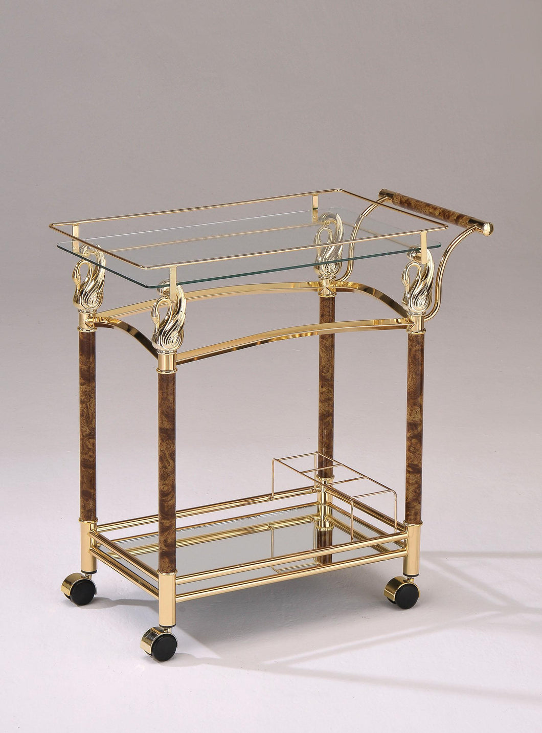 Helmut Gold Plated & Clear Glass - Tempered Serving Cart image
