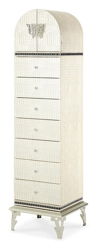Hollywood Swank Upholstered Swivel Lingerie Chest in Crystal Croc image