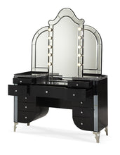 Load image into Gallery viewer, Hollywood Swank Upholstered Vanity in Black Iguana
