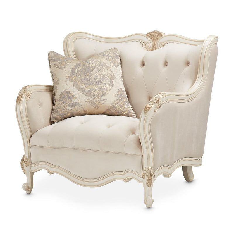 Lavelle Melange Wood Trim Chair and a Half in Ivory Classic Pearl