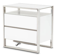 Load image into Gallery viewer, State St Metal Nightstand with LED Lights in Glossy White image
