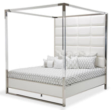 Load image into Gallery viewer, State St California King Metal Canopy Bed in Glossy White image
