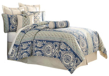 Load image into Gallery viewer, La Rochelle 9-pc Queen Comforter Set in Cadet image
