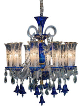 Load image into Gallery viewer, Lighting Winter Palace 10 Light Chandelier in Blue, Clear and Gold image
