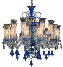 Load image into Gallery viewer, Lighting Winter Palace 18 Light Chandelier in Blue, Clear and Gold image
