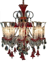 Load image into Gallery viewer, Lighting Winter Palace 8 Light Chandelier in Red, Clear and Gold
