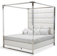 Load image into Gallery viewer, State St King Metal Canopy Bed in Glossy White image
