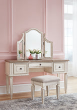 Load image into Gallery viewer, Realyn Vanity and Mirror with Stool
