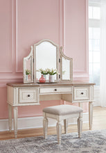 Load image into Gallery viewer, Realyn Vanity and Mirror with Stool

