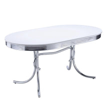 Load image into Gallery viewer, Retro Oval Dining Table Glossy White and Chrome
