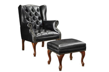 Load image into Gallery viewer, Roberts Button Tufted Back Accent Chair with Ottoman Black and Espresso
