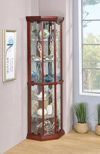 Load image into Gallery viewer, Appledale 6-shelf Corner Curio Cabinet Medium Brown
