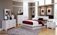 Load image into Gallery viewer, Jessica California King Platform Bed with Rail Seating White
