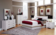 Load image into Gallery viewer, Jessica Queen Platform Bed with Rail Seating White
