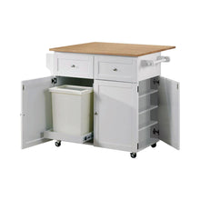 Load image into Gallery viewer, Jalen 3-door Kitchen Cart with Casters Natural Brown and White
