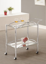 Load image into Gallery viewer, Shadix 2-tier Serving Cart with Glass Top Chrome and Clear
