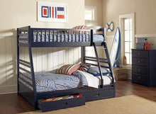 Load image into Gallery viewer, Ashton Twin Over Full 2-drawer Bunk Bed Navy Blue
