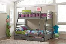 Load image into Gallery viewer, Ashton Twin Over Full Bunk 2-drawer Bed Grey
