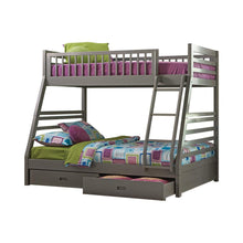 Load image into Gallery viewer, Ashton Twin Over Full Bunk 2-drawer Bed Grey

