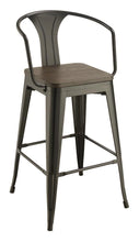 Load image into Gallery viewer, Cavalier Wooden Seat Bar Stools Dark Elm and Matte Black (Set of 2)
