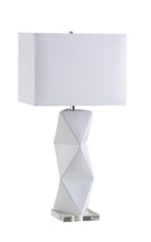 Load image into Gallery viewer, Camie Geometric Ceramic Base Table Lamp White
