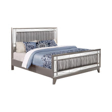 Load image into Gallery viewer, Leighton Queen Panel Bed with Mirrored Accents Mercury Metallic
