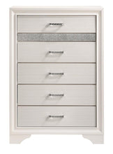 Load image into Gallery viewer, Miranda 5-drawer Chest White and Rhinestone
