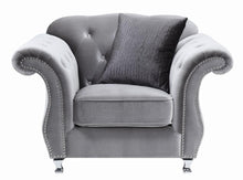 Load image into Gallery viewer, Frostine Button Tufted Chair Silver

