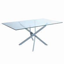 Load image into Gallery viewer, Carmelo X-shaped Dining Table Chrome and Clear
